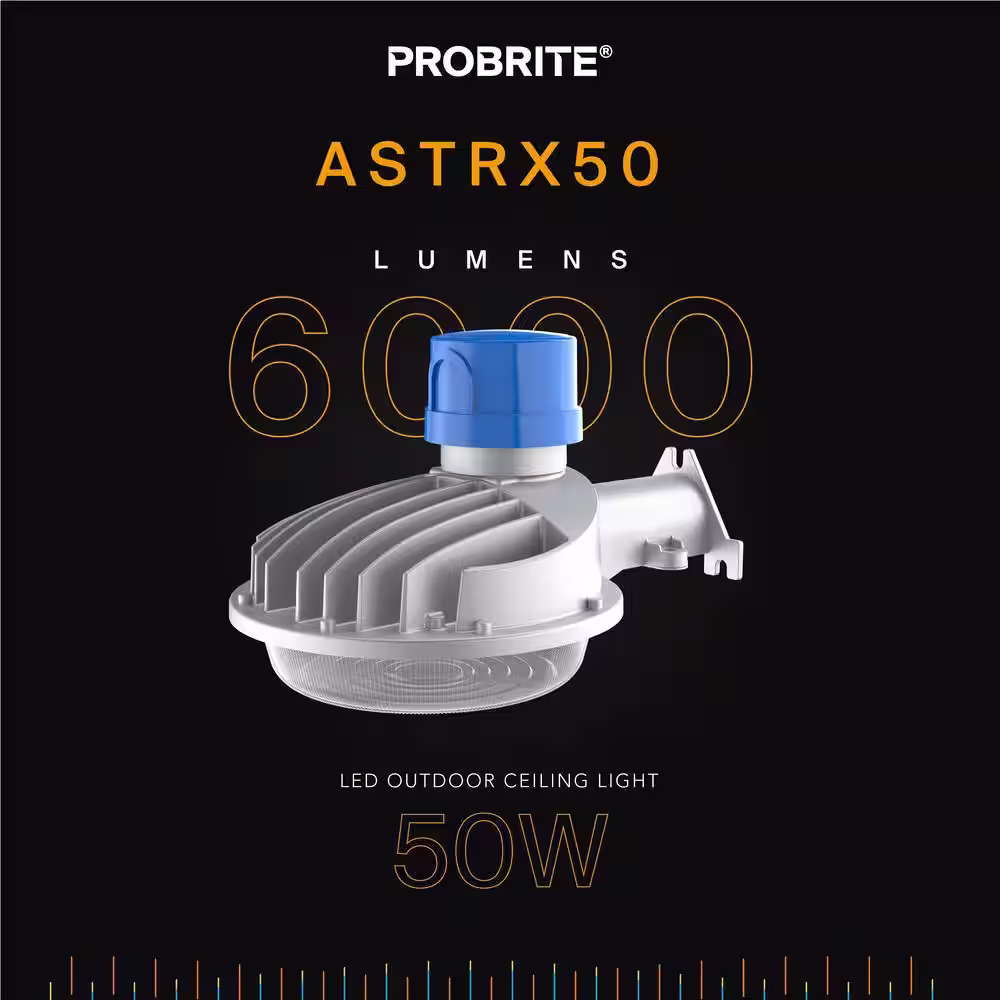 PROBRITE 175W Equivalent Integrated LED High-Performance Gray Dusk to Dawn Outdoor Area Light, 6000 Lumens