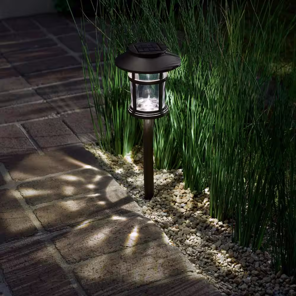 Hampton Bay Duncan 10 Lumens Bronze Integrated LED Weather Resistant Outdoor Solar Path Light