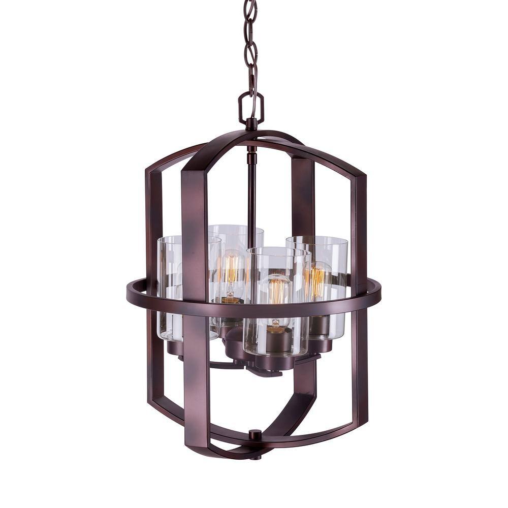 None Hyde 4-Light Antique Bronze Foyer Pendant with Clear Glass