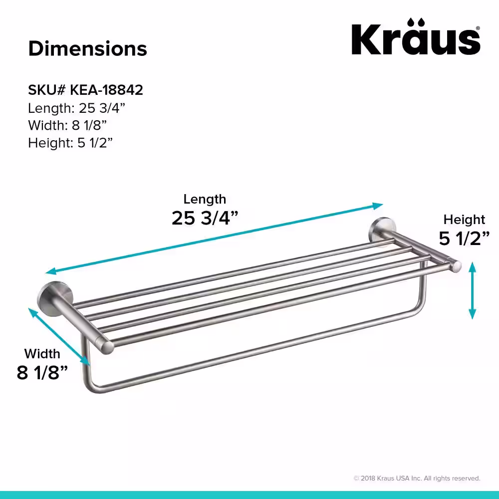 KRAUS Elie Bathroom Shelf with Towel Bar in Brushed Nickel