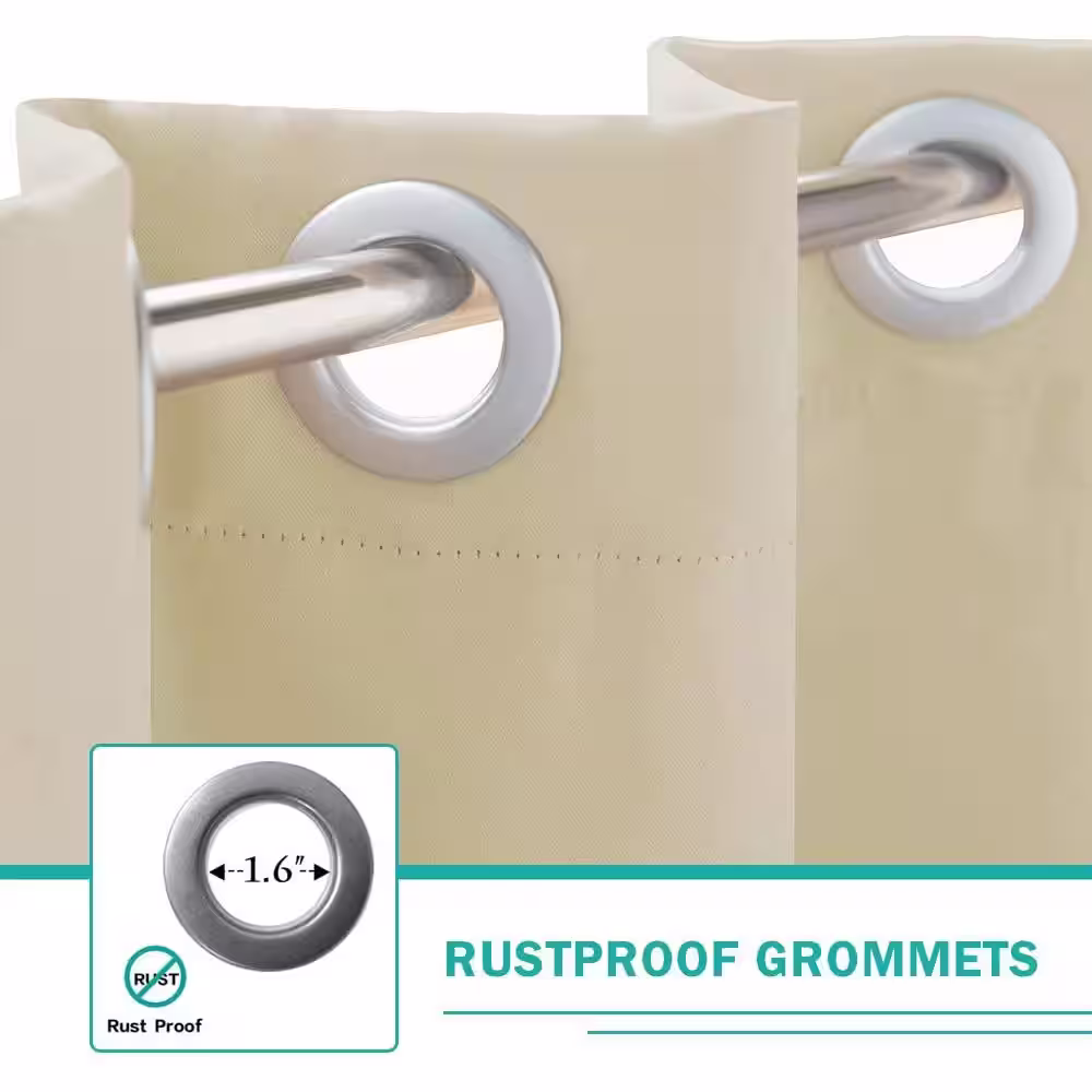 Pro Space Beige Outdoor Thermal Grommet Blackout Curtain - 50 in. W x 84 in. L