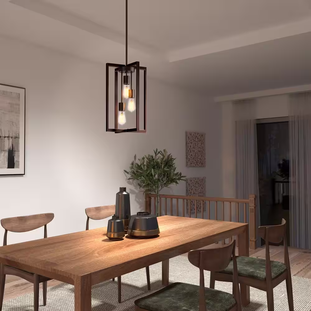 Artika Yale 40-Watt 3 Light Black Modern Sputnik Cage Pendant Light Fixture for Dining Room or Kitchen