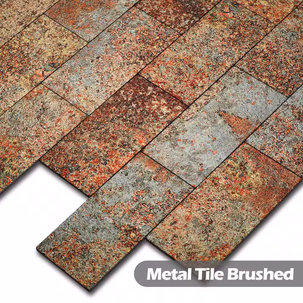 Yipscazo Subway Rusty Red 12 in. x 12 in. PVC Peel and Stick Tile (5 sq. ft./5-Sheets)