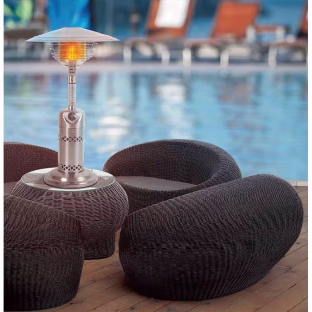 None 10000 BTU Tabletop Propane Stainless Steel Patio Heater