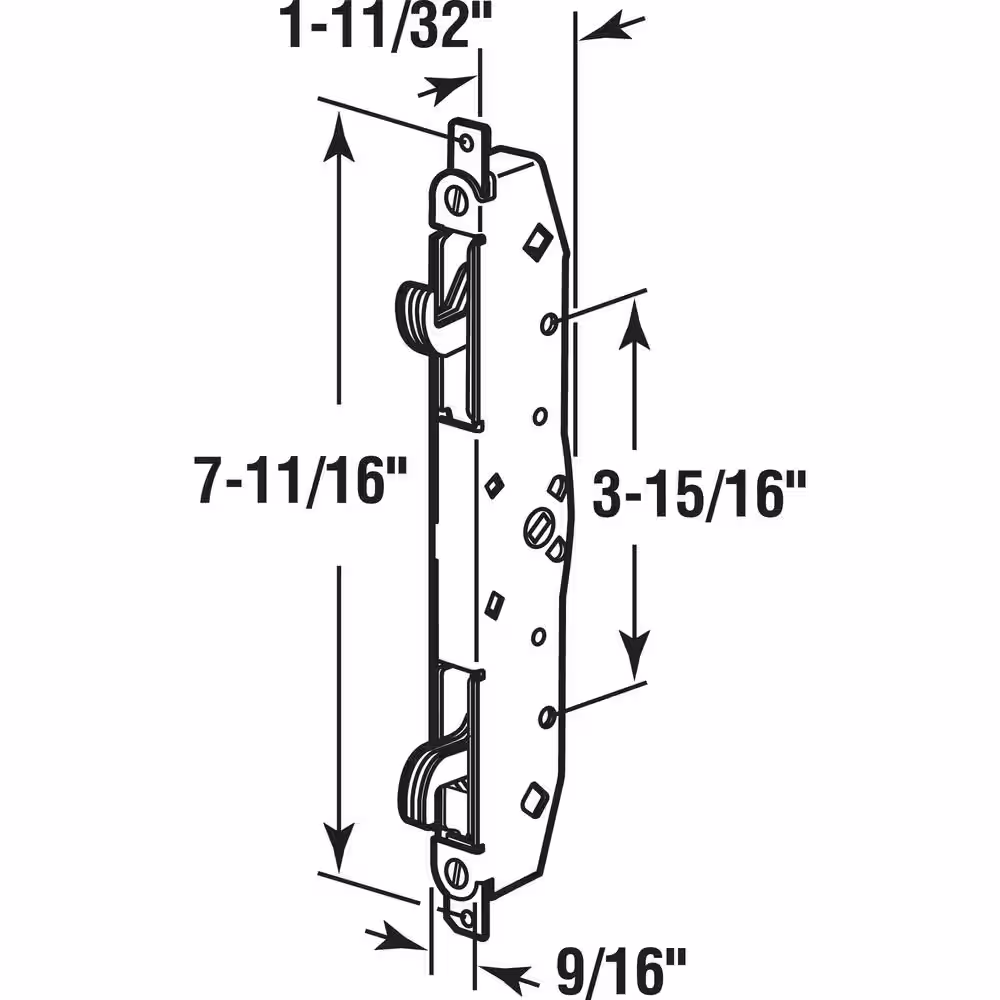 Prime-Line Mortise Lock, 7-11/16 in. Mounting Hole, Multi-point Latch