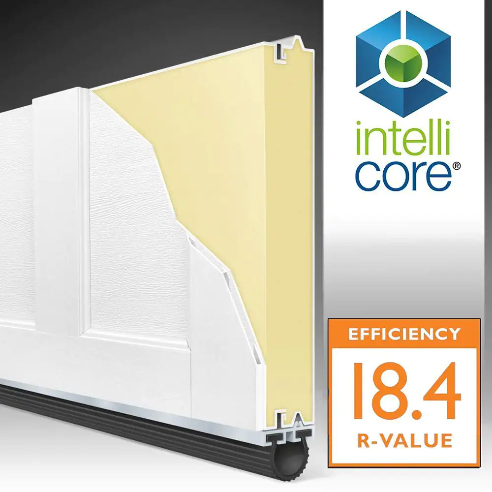Clopay Coachman Collection 16 ft. x 7 ft. 18.4 R-Value Intellicore Insulated Sandtone Garage Door with REC13 Window
