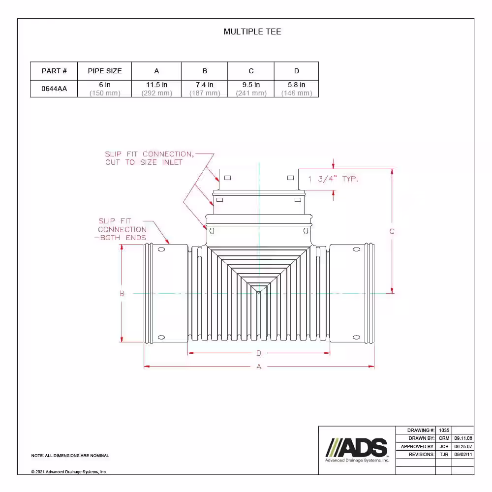 Advanced Drainage Systems 6 in. Multi-Reducing Tee