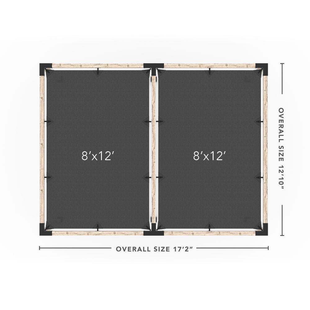 TOJA GRID 12 ft. L x 16 ft. W Double Pergola Kit with 2 Denim Shade Sails, for 4x4 Wood