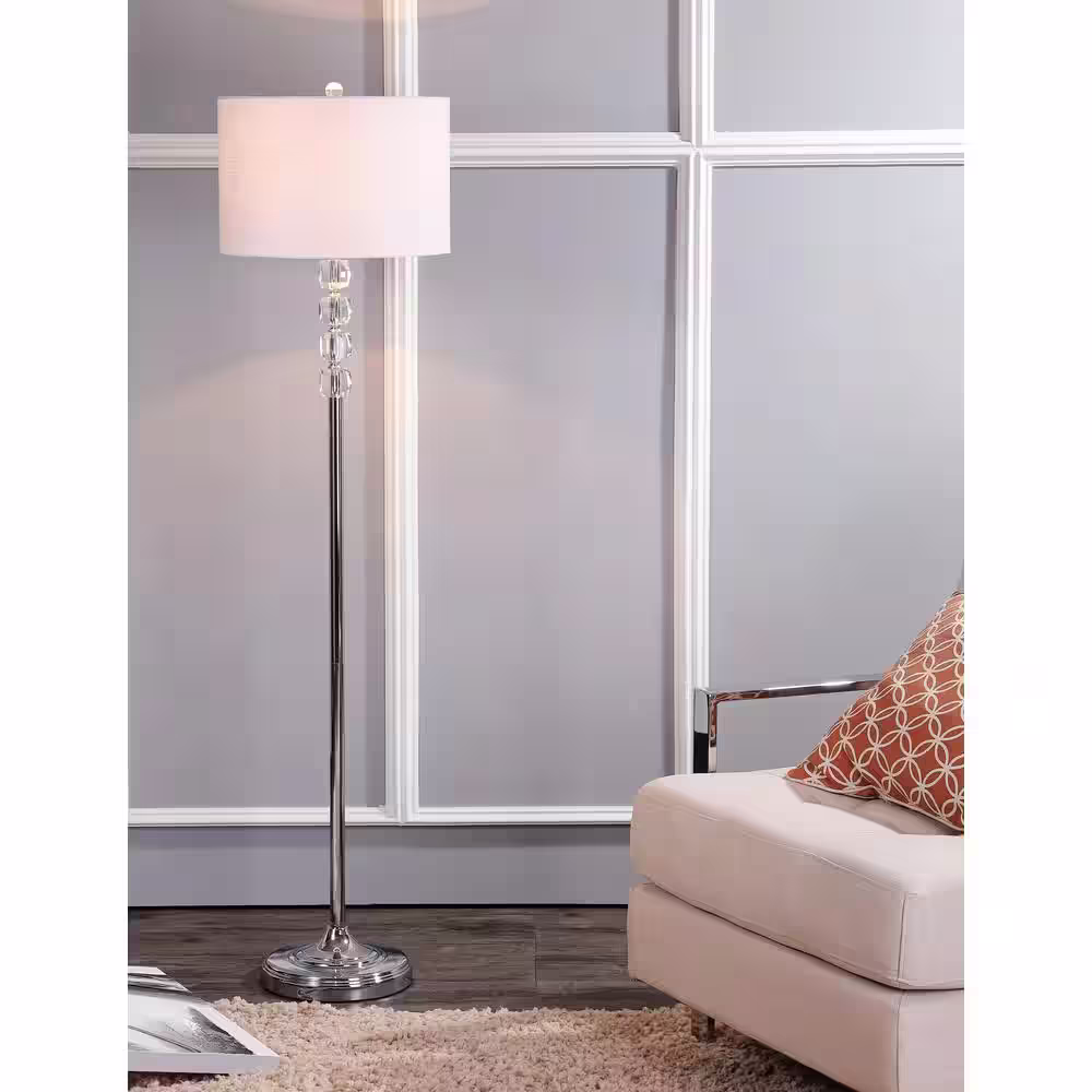 JONATHAN Y Aubrey 59.5 in. Clear/Chrome Crystal/Metal Floor Lamp