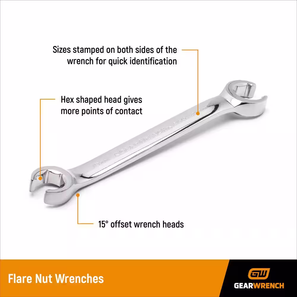 GEARWRENCH Metric Flare Nut Wrench Set (6-Piece)