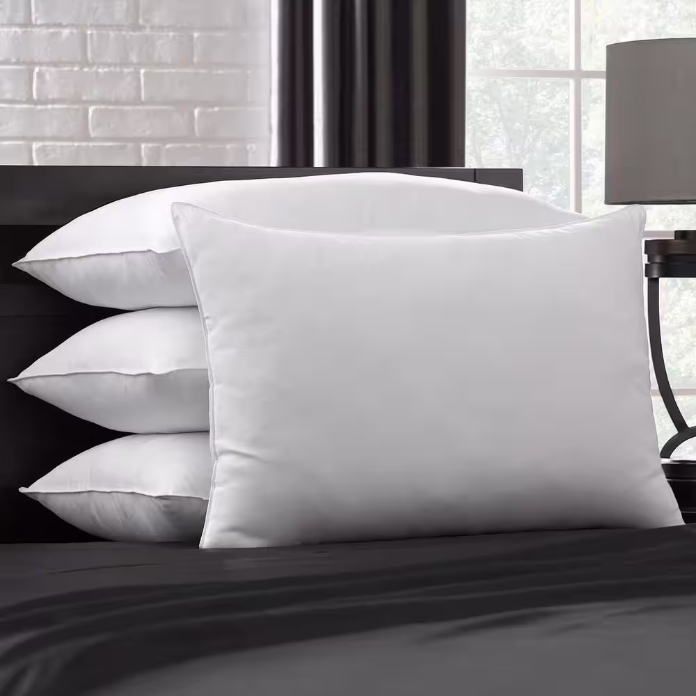 None 100% Cotton Dobby-Box Shell Firm Back/Side Sleeper Down Alternative King Sized Pillow, Set of 4