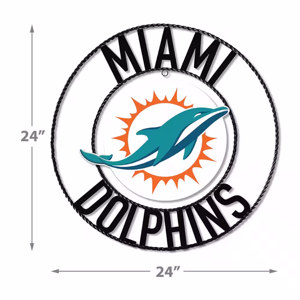 IMPERIAL Miami Dolphins Team Logo 24 in. Wrought Iron Decorative Sign
