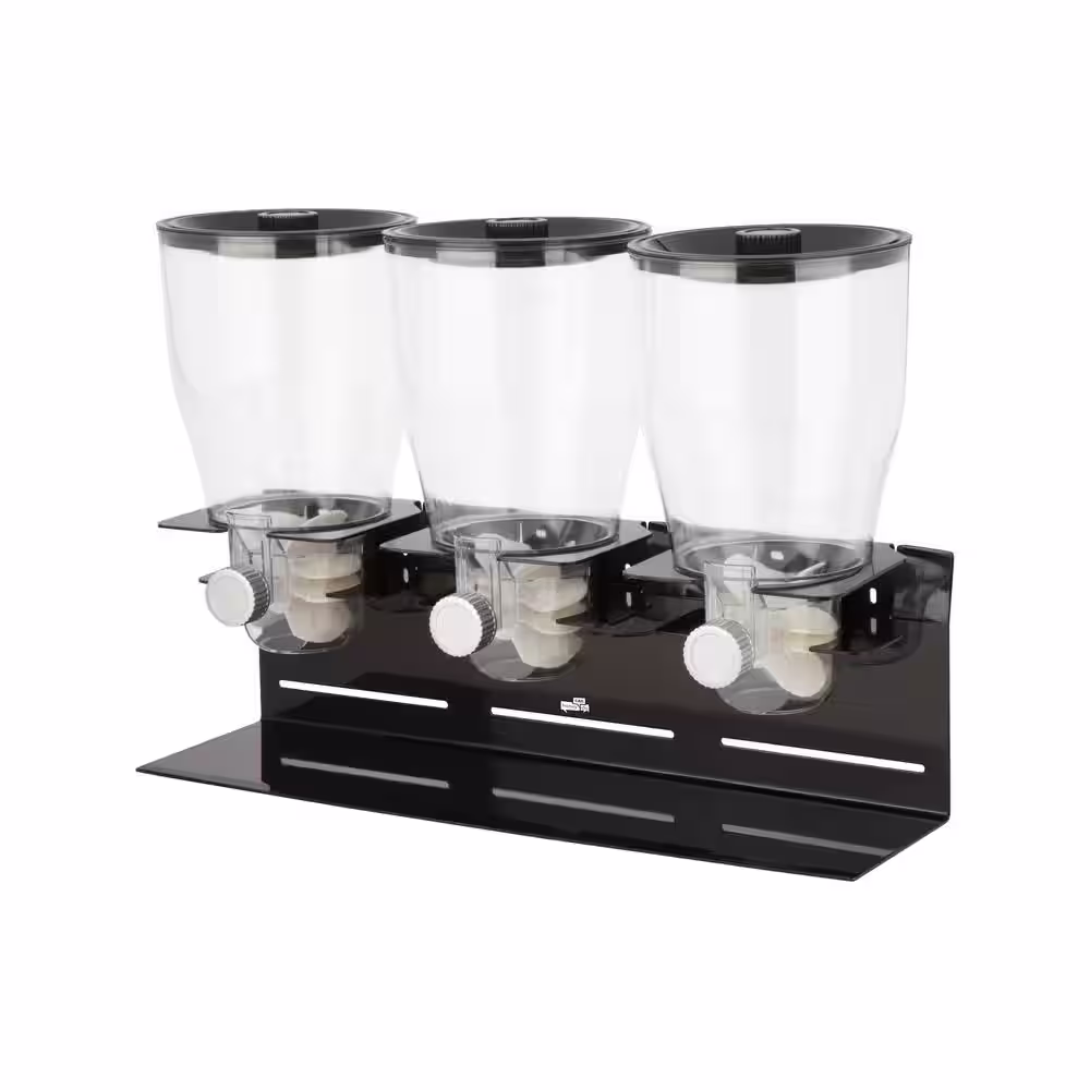 Honey-Can-Do 1-Piece Black Triple Canister Dry Food Cereal Dispenser