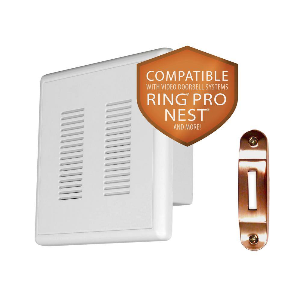NICOR PrimeChime Plus 2 Video Compatible Wired Door Bell Chime Kit with Copper Decorative Button