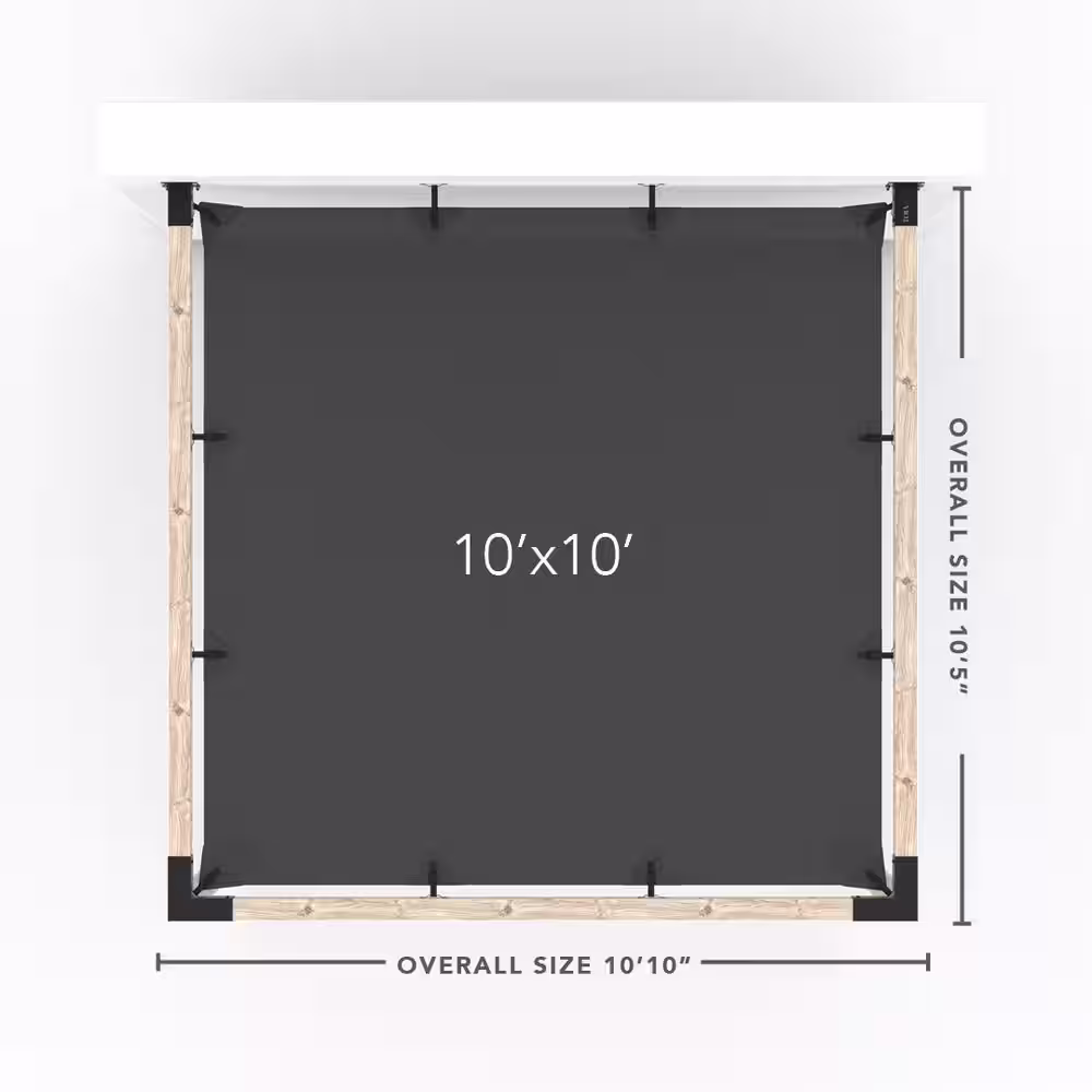 TOJA GRID 10 ft. L x 10 ft. W Wall Mount Pergola Kit with White Shade Sail, for 4x4 Wood