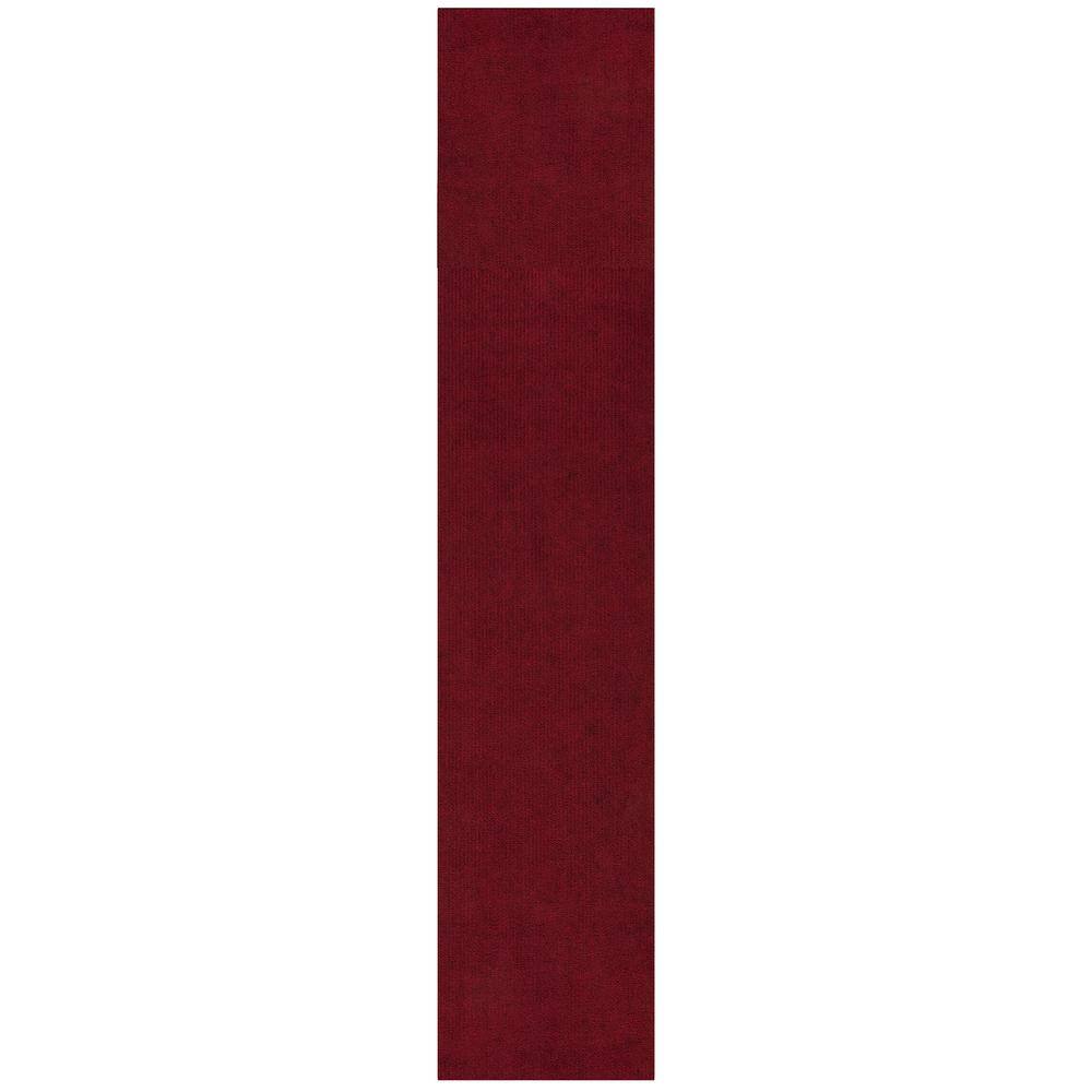 Sweet Home Stores Ribbed Waterproof Non-Slip Rubber Back Solid Runner Rug 2 ft. W x 16 ft. L Red Polyester Garage Flooring