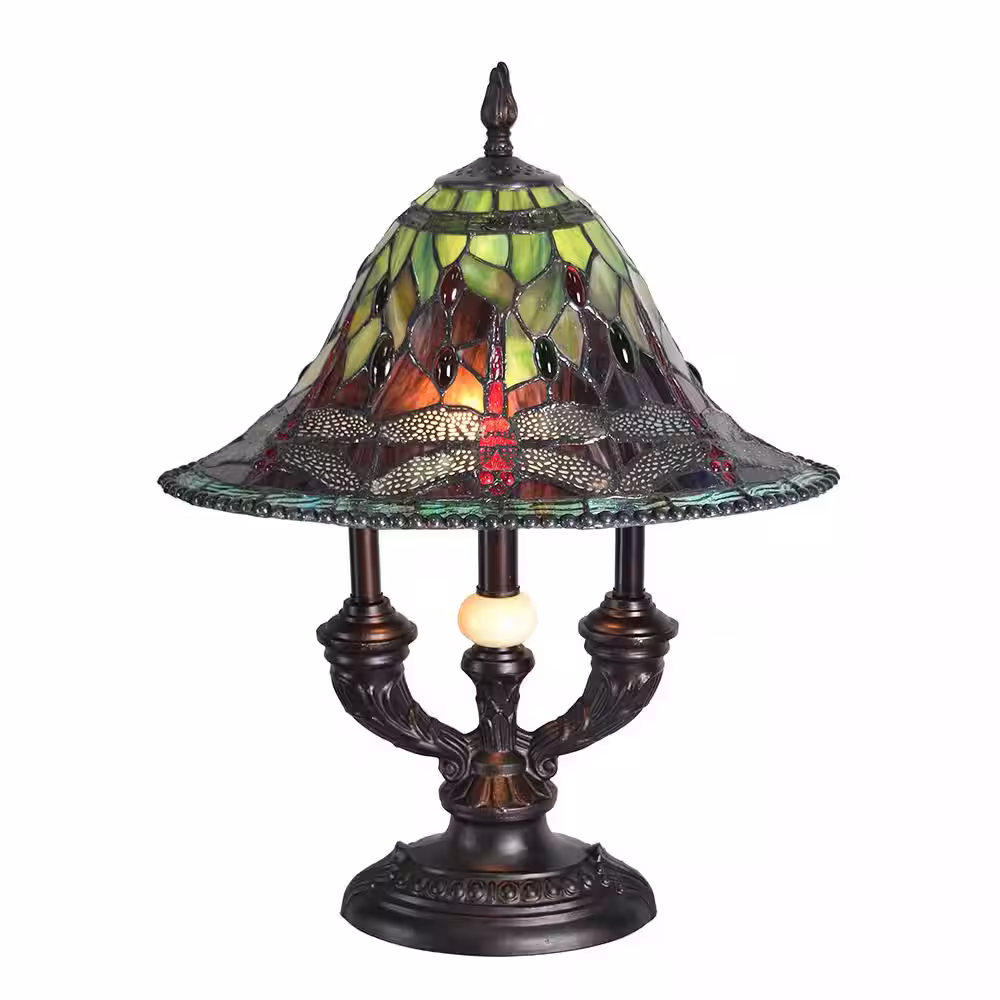 Dale Tiffany Albany 20 .5 in. Fieldstone Table Lamp with Hand Rolled Art Glass (Tiffany) Shade