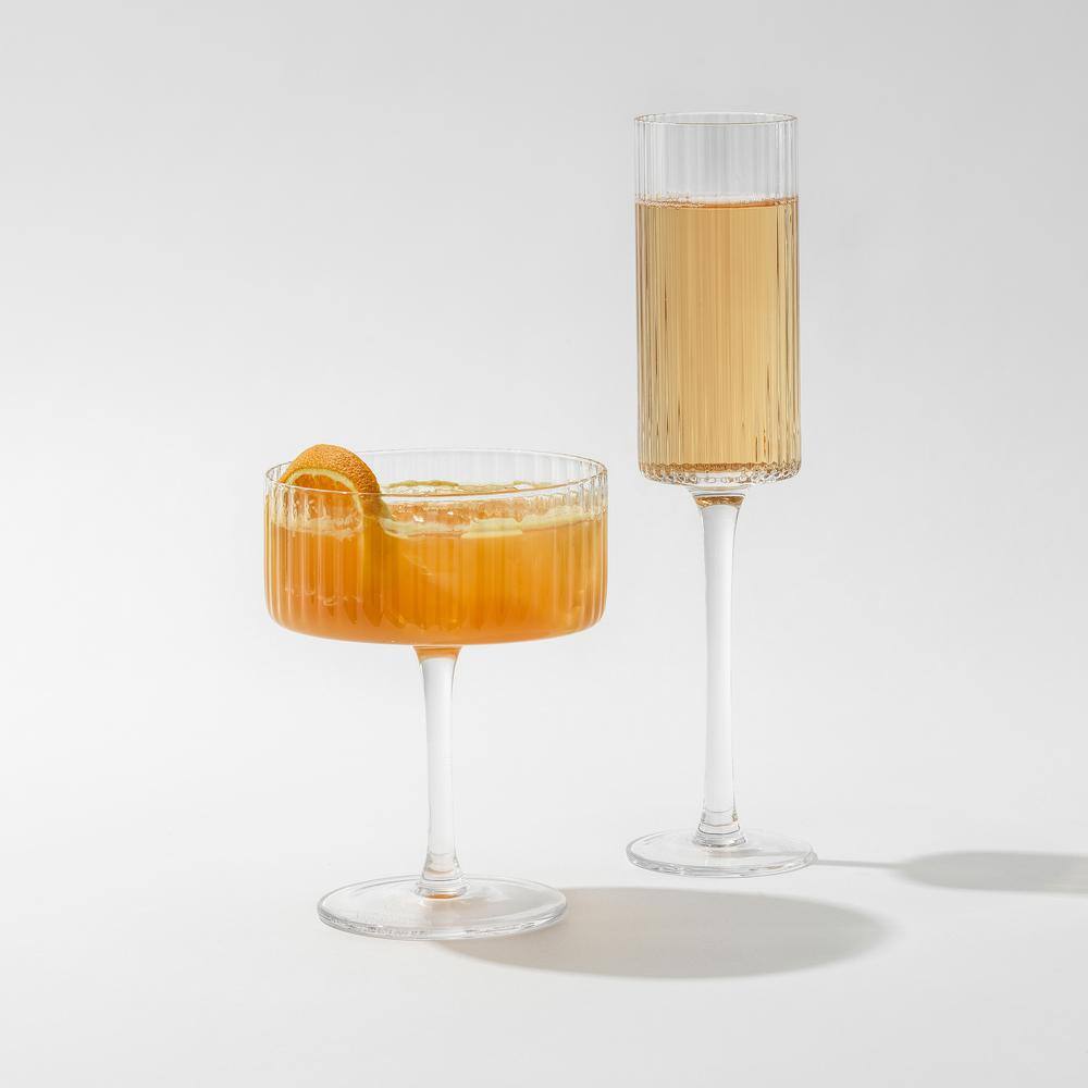 JoyJolt Elle Fluted Cylinder Champagne Glass - 6 oz. - (Set of 2)