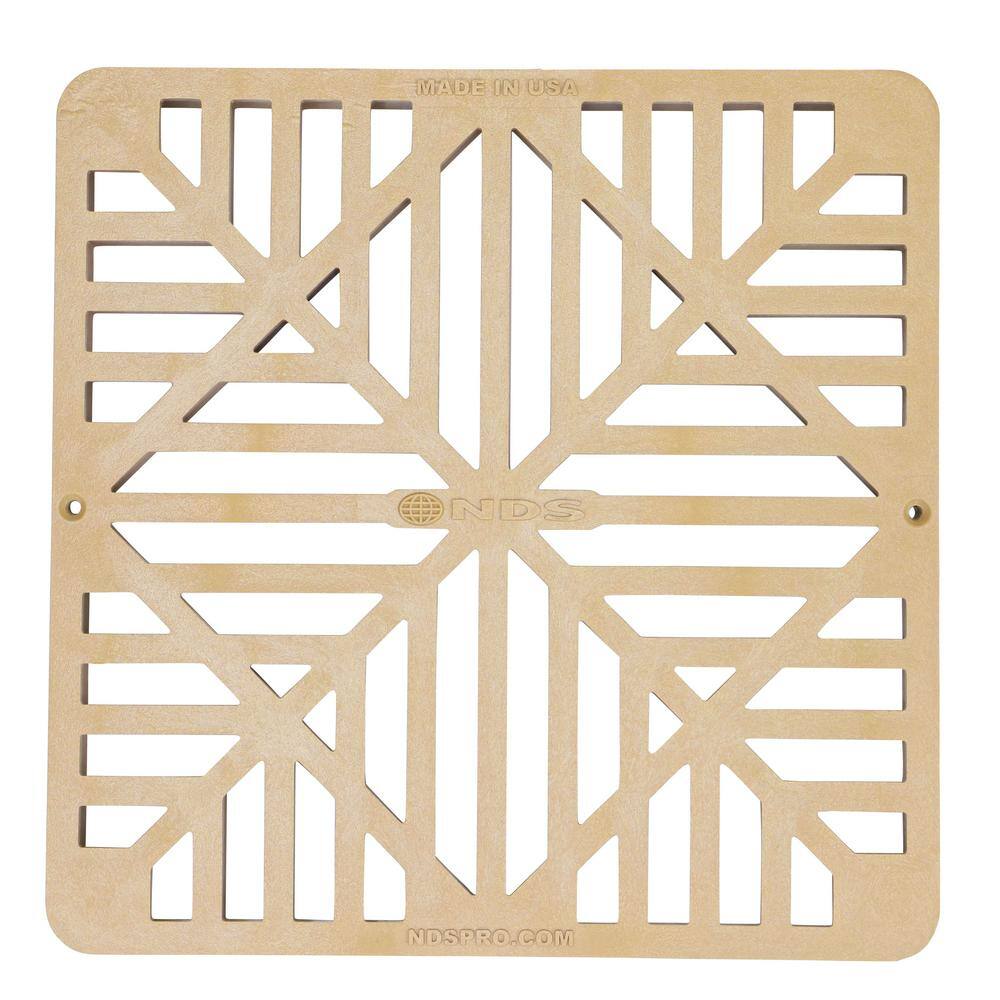 NDS 9 in. Square Catch Basin Drain Grate, Sand Plastic