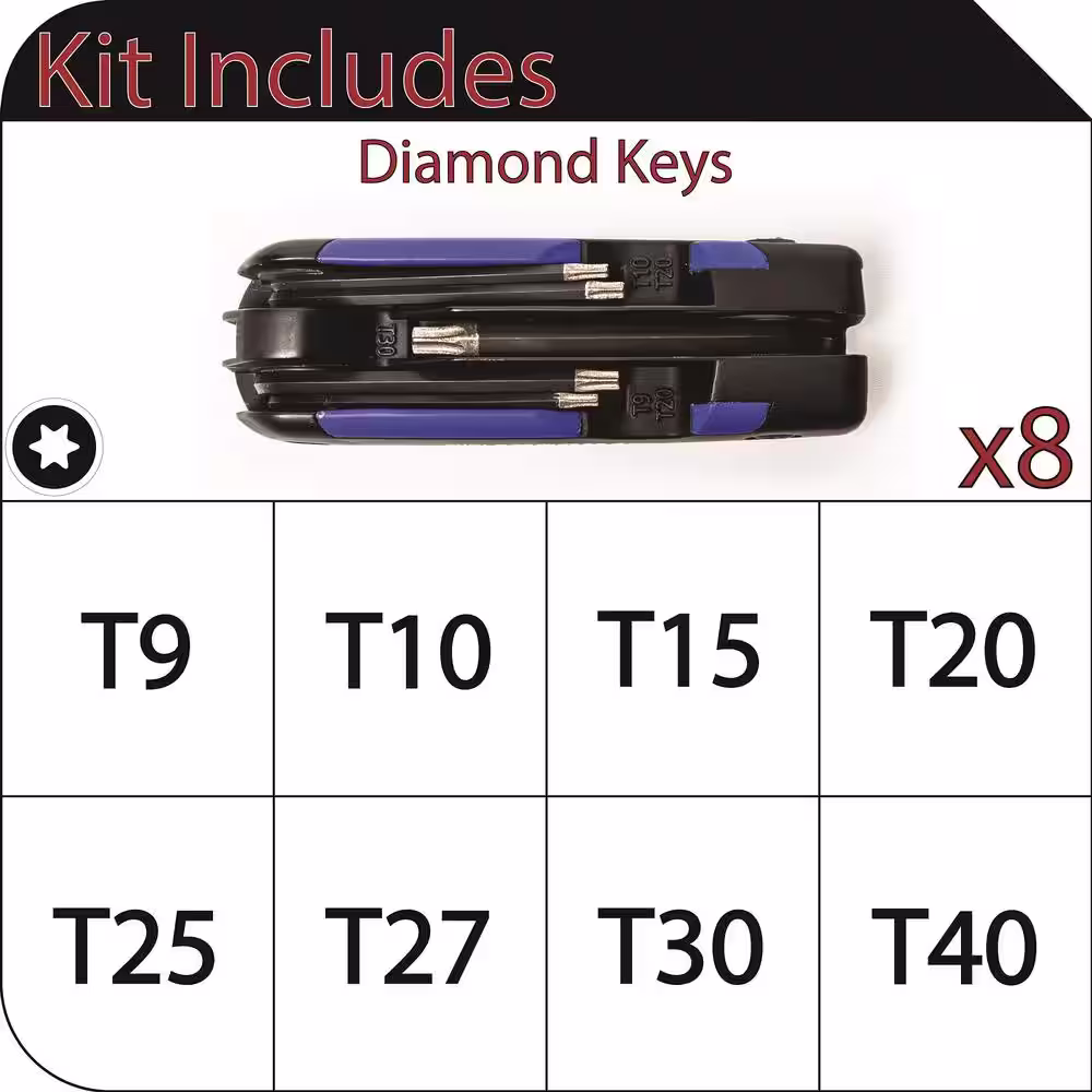 None Folding Diamond Torx Hex Key Set (8-Piece)