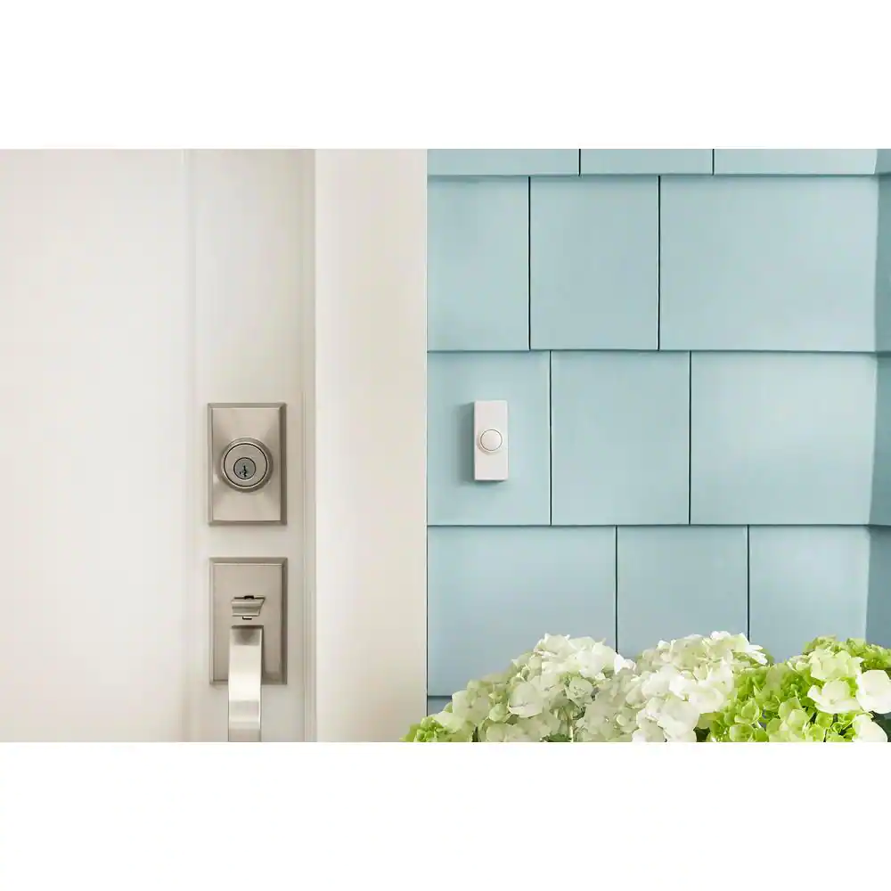 Hampton Bay Wireless Battery Operated Doorbell Kit with 2 Wireless Push Buttons, White