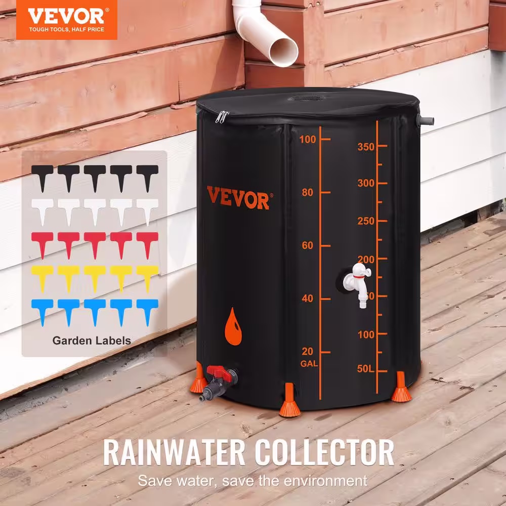 None 100 Gal. Rain Barrel 1000D PVC Rainwater Collection System Water Tank Storage Container for Garden Water Catcher