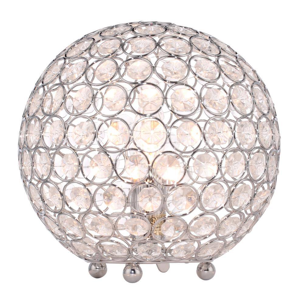 Elegant Designs 8 in. Chrome and Crystal Ball Table Lamp