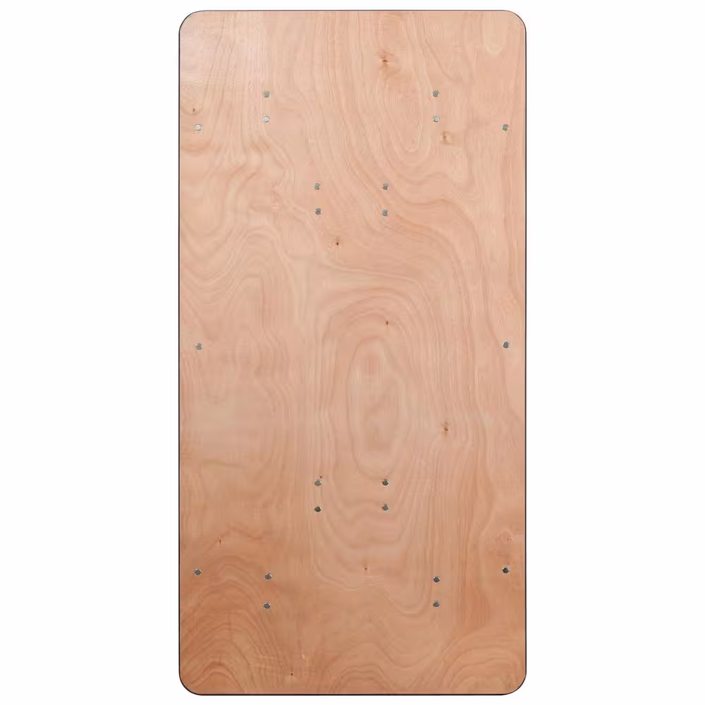 None 60 in. Natural Wood Tabletop Metal Frame Folding Table