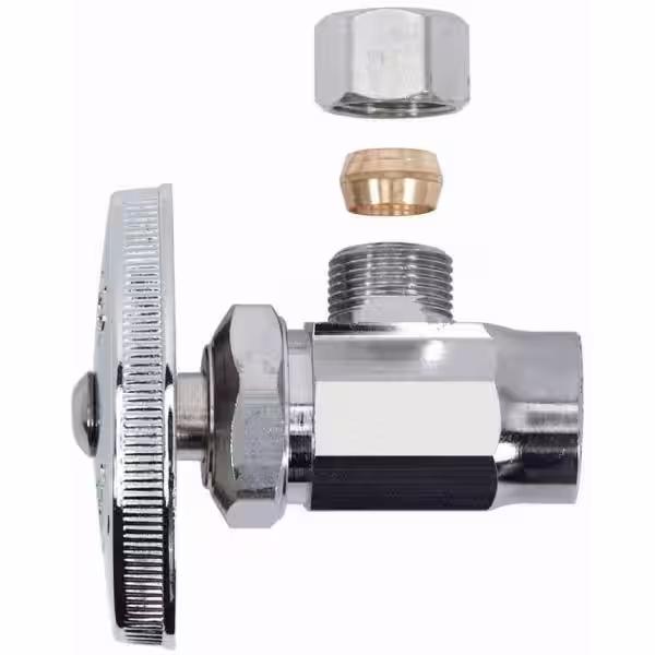 BrassCraft 1/2 in. Sweat Inlet x 3/8 in. Compression Outlet Chrome-Plated Multi-Turn Angle Valve