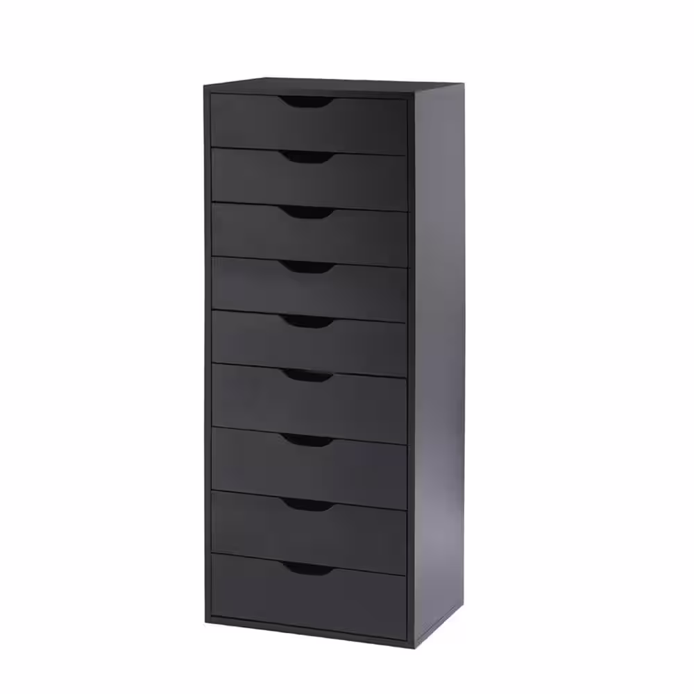 HOMESTOCK Black, 9 Drawer with Shelf, Office File Cabinets Wooden File Cabinets for Home Office Lateral File Cabinet