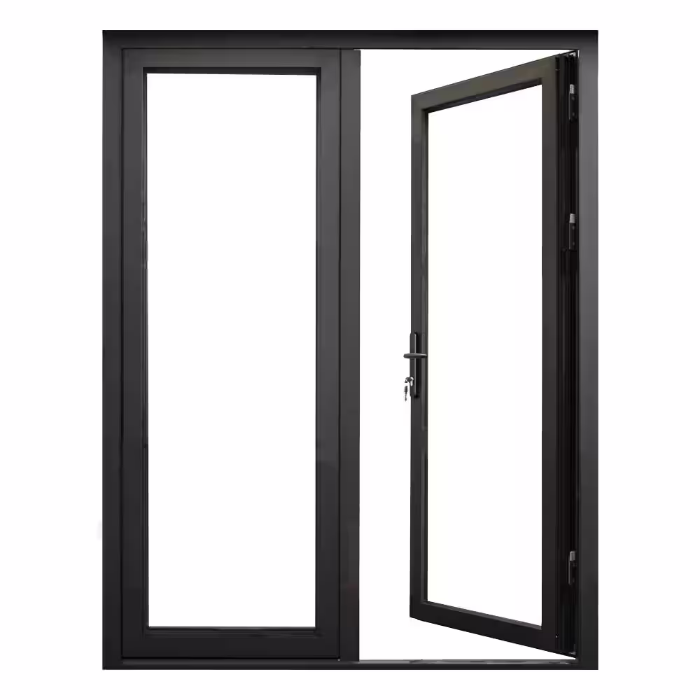 None Teza French Doors 37.5 in. x 96 in. Matte Black Aluminum French Door 4-Lite Right Hand Inswing