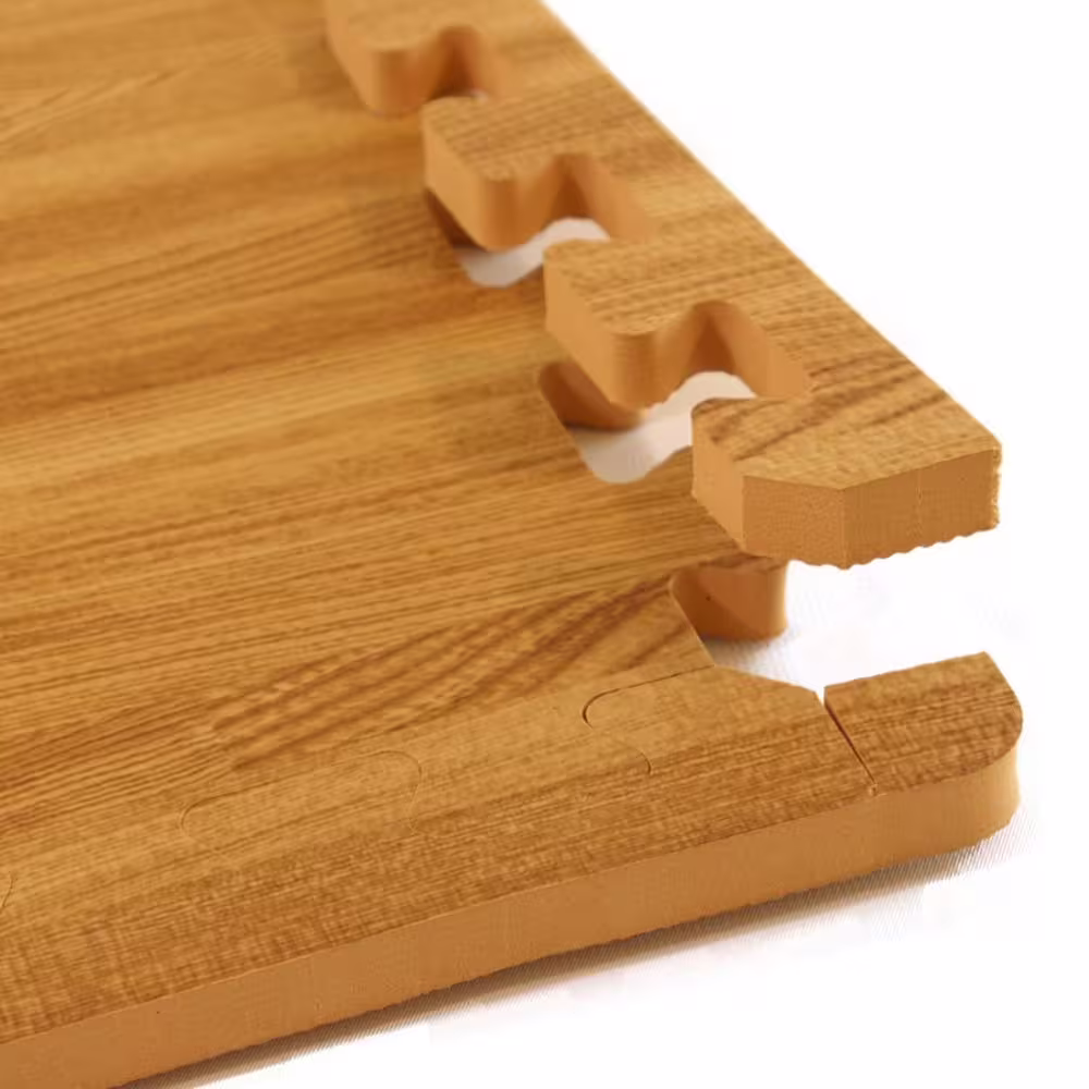 None Wood Grain Reversible Standard Wood/Tan 24 in. W x 24 in. L Foam Interlocking Floor Tile (58.12 sq. ft.) (Case of 15)