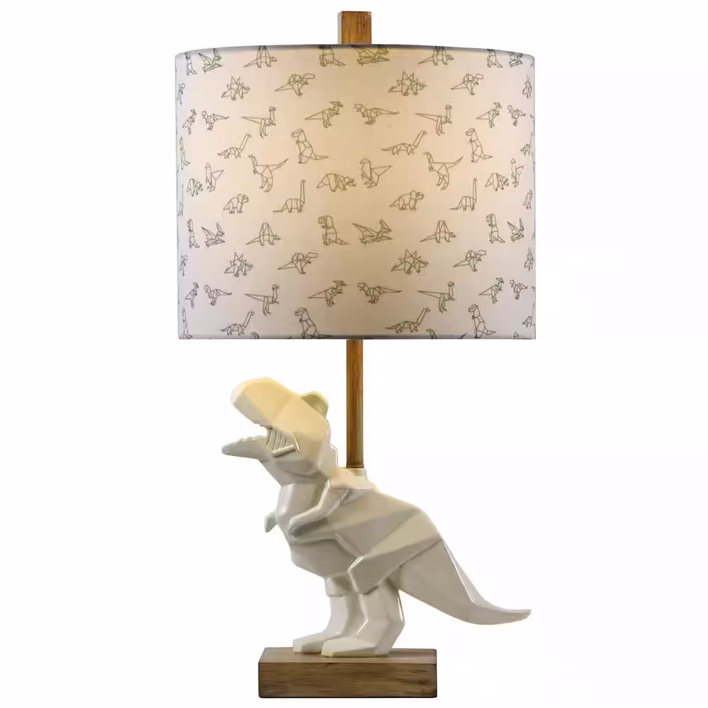 StyleCraft 26.5 in. T-Rex Dinosaur White Table Lamp