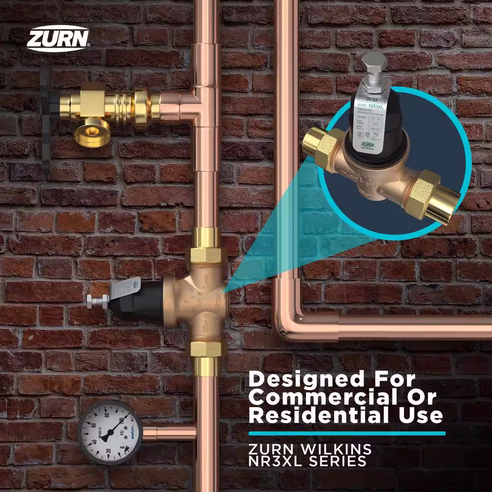 Wilkins 3/4 in. NR3XL Pressure Reducing Valve with Union Capable Female x Female NPT Connection Plugged For Gauge Lead Free