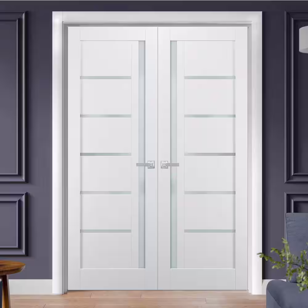 Sartodoors 60 in. x 80 in. Single Panel White Finished Pine Wood Interior Door Slab with Hardware