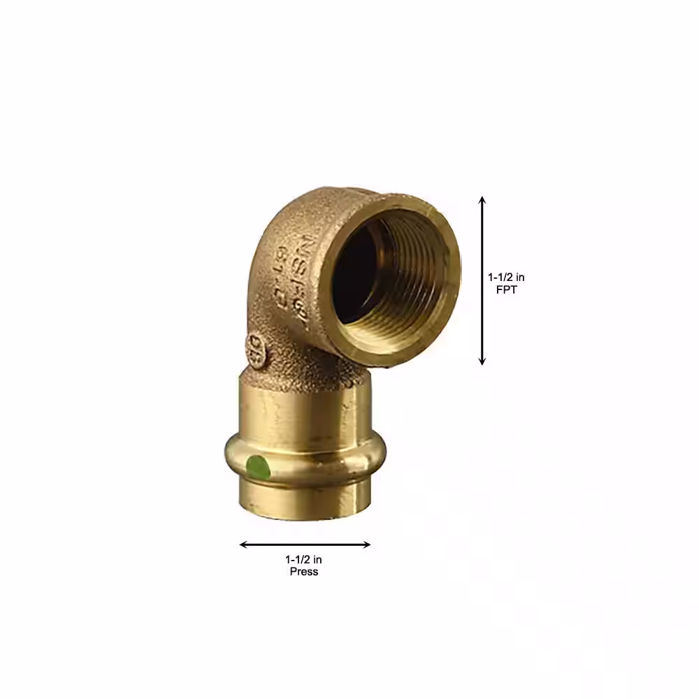 Viega ProPress 1-1/2 in. Press x 1-1/2 in. FPT Zero-Lead Bronze 90Â° Elbow
