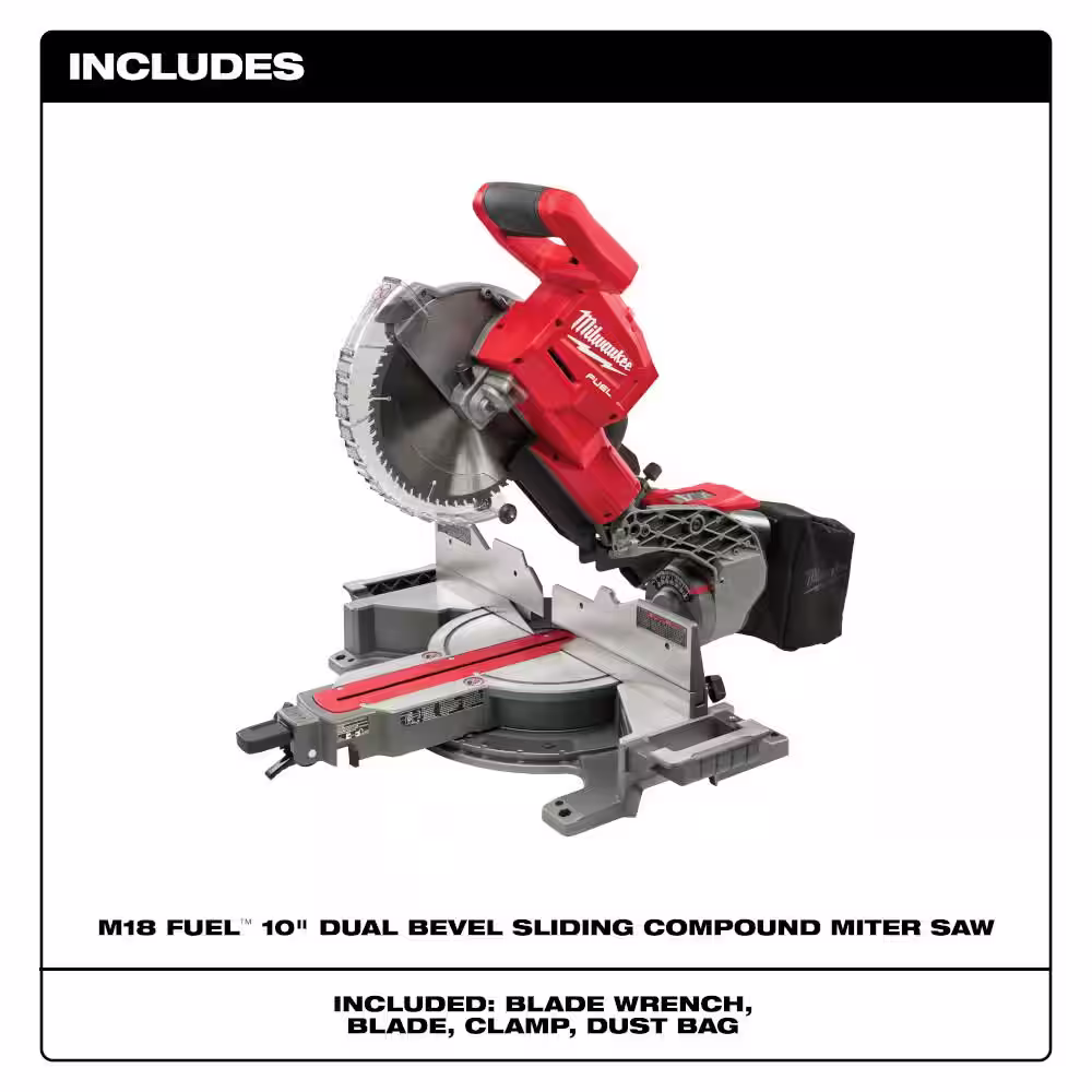 Milwaukee M18 FUEL 18V Lithium-Ion Brushless Cordless 10 in. Dual Bevel Sliding Compound Miter Saw (Tool-Only)