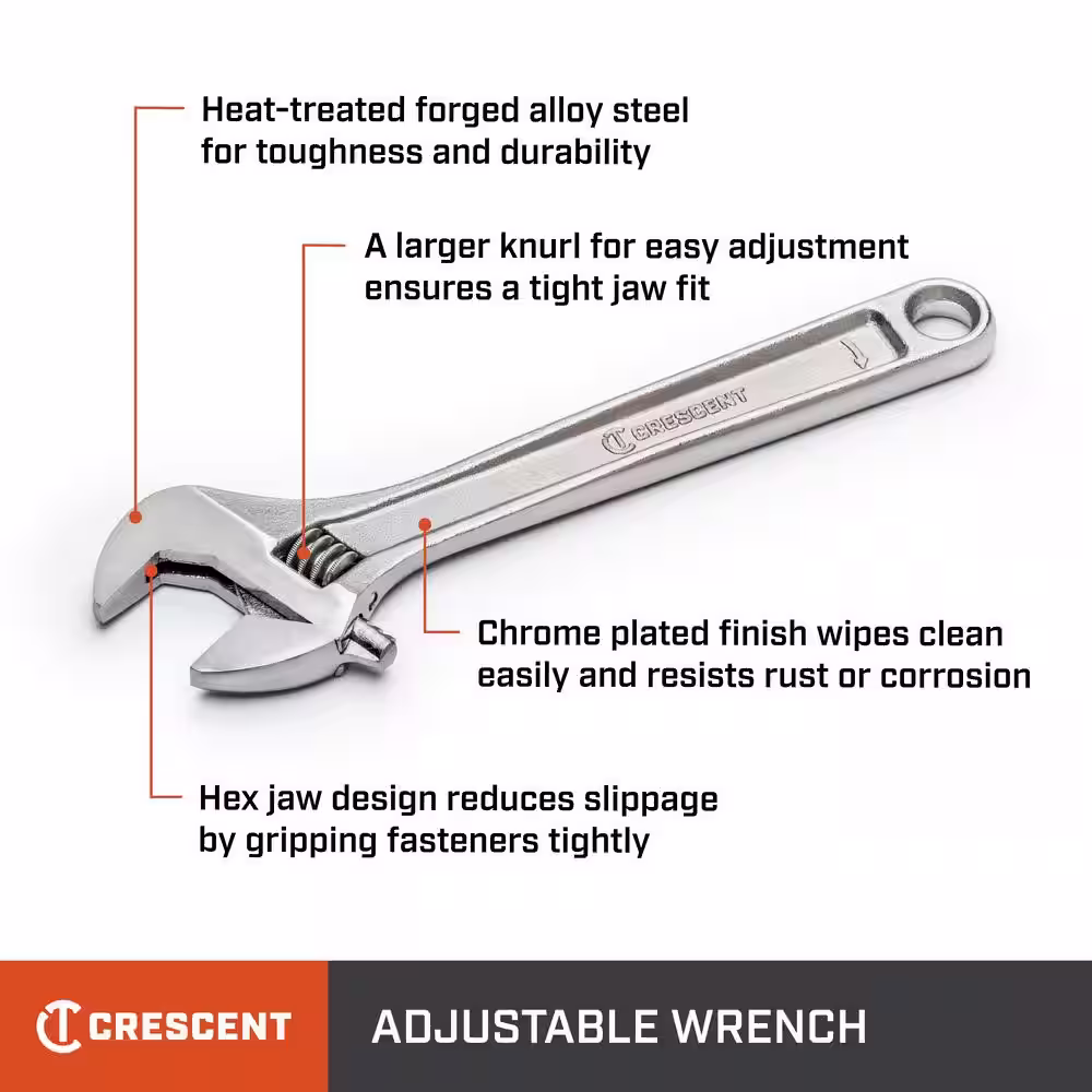 Crescent 15 in. Chrome Adjustable Wrench