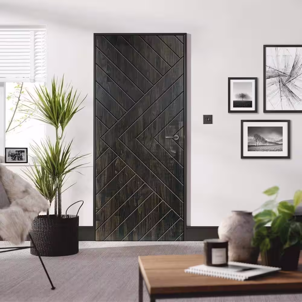CALHOME 38 in. x 96 in. Hollow Core Charcoal Black Stained Solid Wood Interior Door Slab