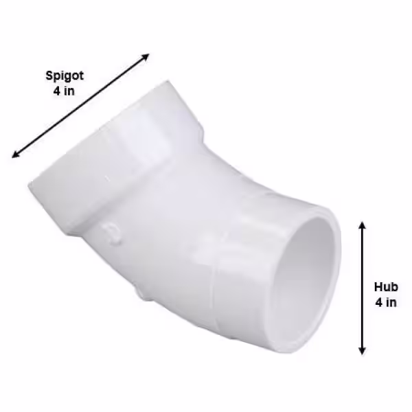 NIBCO 4 in. PVC DWV 45-Degree Spigot x Hub Street Elbow Fitting