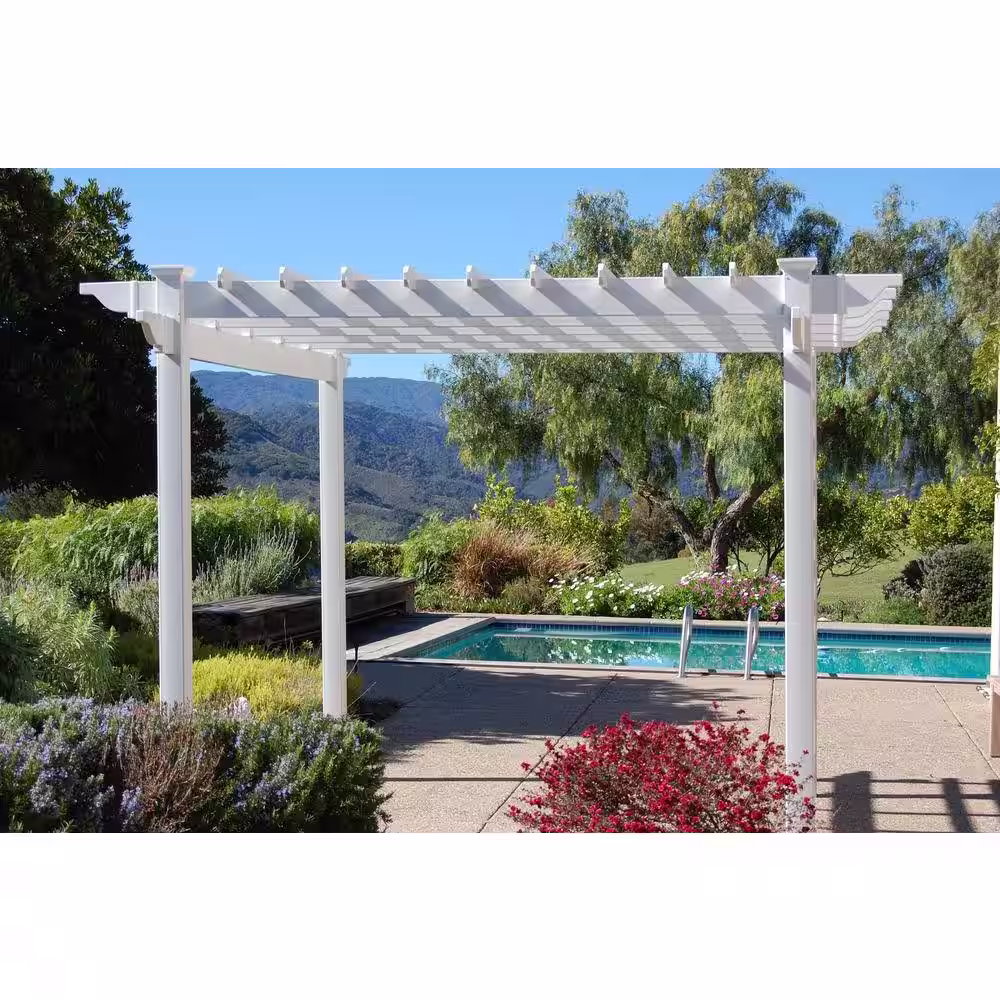 Dura-Trel Queensbrook 7 ft. 5 in. x 7 ft. 5 in. White Vinyl Pergola