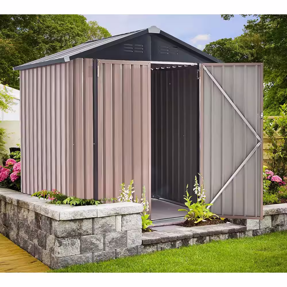 None 6 ft. W x 4 ft. D Outdoor Metal Shed with Double Lockable Door (24 sq. ft.)