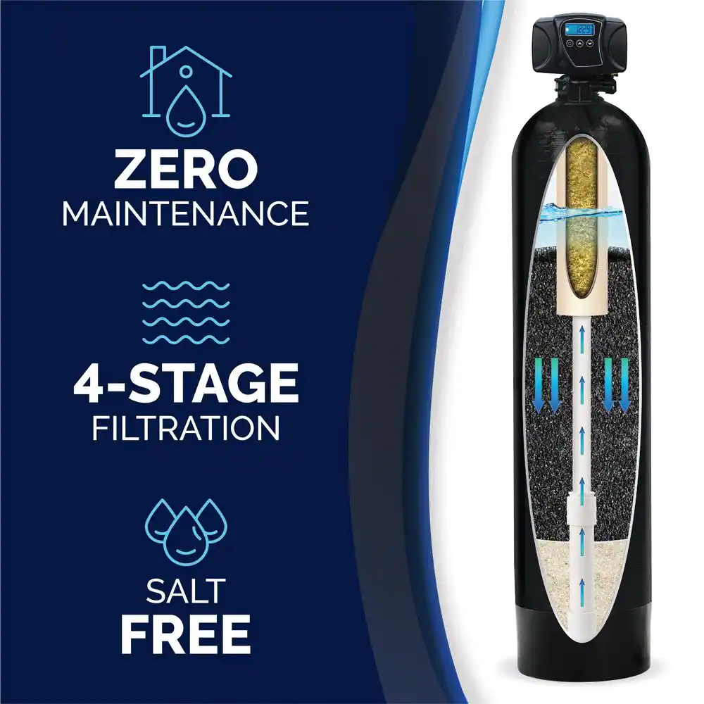 KING WATER FILTRATION Eco Series 20 GPM 4-Stage Municipal Water Filtration and Salt-Free Conditioning System (Treats up to 5 Bathrooms)