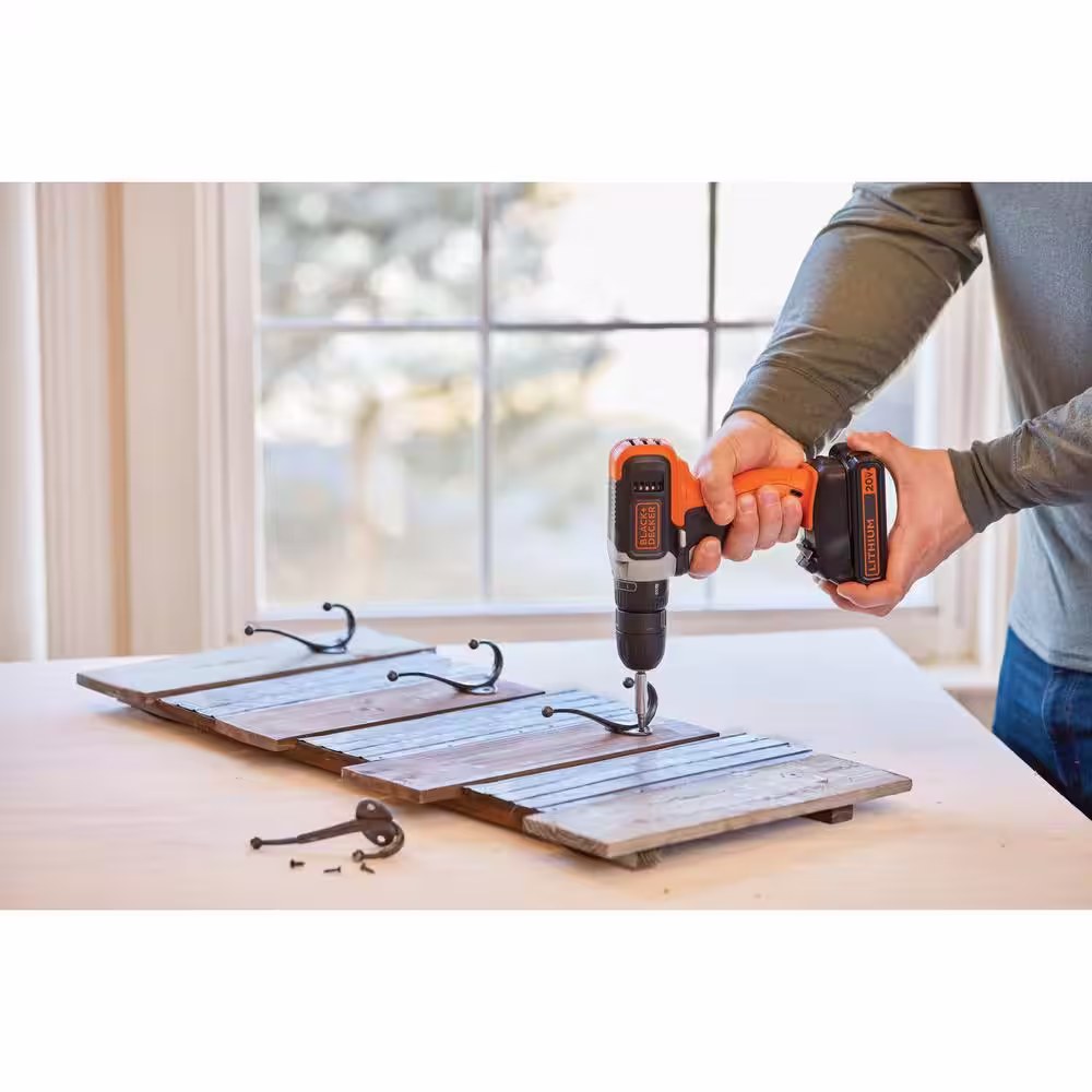 BLACK+DECKER 20V MAX Lithium-Ion Drill with Hand Tool and Accessory Home Project Kit (64 Piece)
