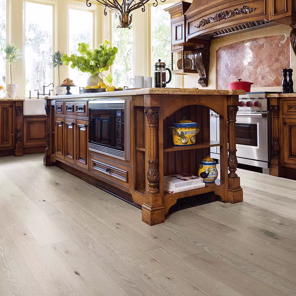 Malibu Wide Plank Seacliff French Oak 1/2 in. T x 5 & 7 in. W Water Resistant Distressed Engineered Hardwood Flooring (24.9 sq. ft./case)