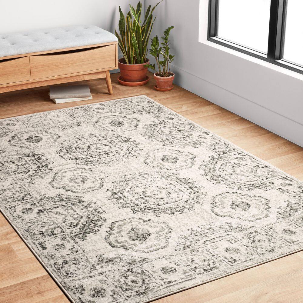 Home Decorators Collection Vivian Charcoal/Ivory 8 Ft. x 11 Ft. Geometric Global Area Rug