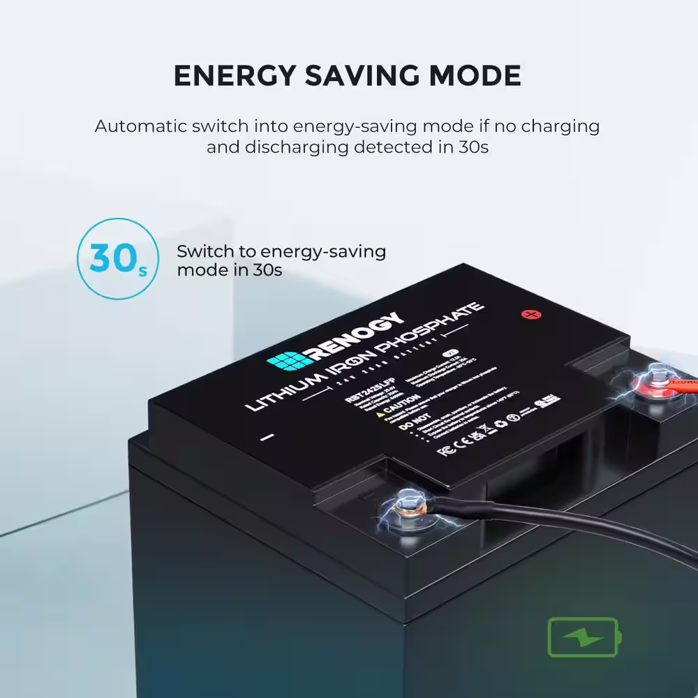 Renogy 24-Volt 25Ah LiFePO4 Deep Cycle Lithium Battery, Over 2000 Cycles, Backup Power Perfect for Off-Grid