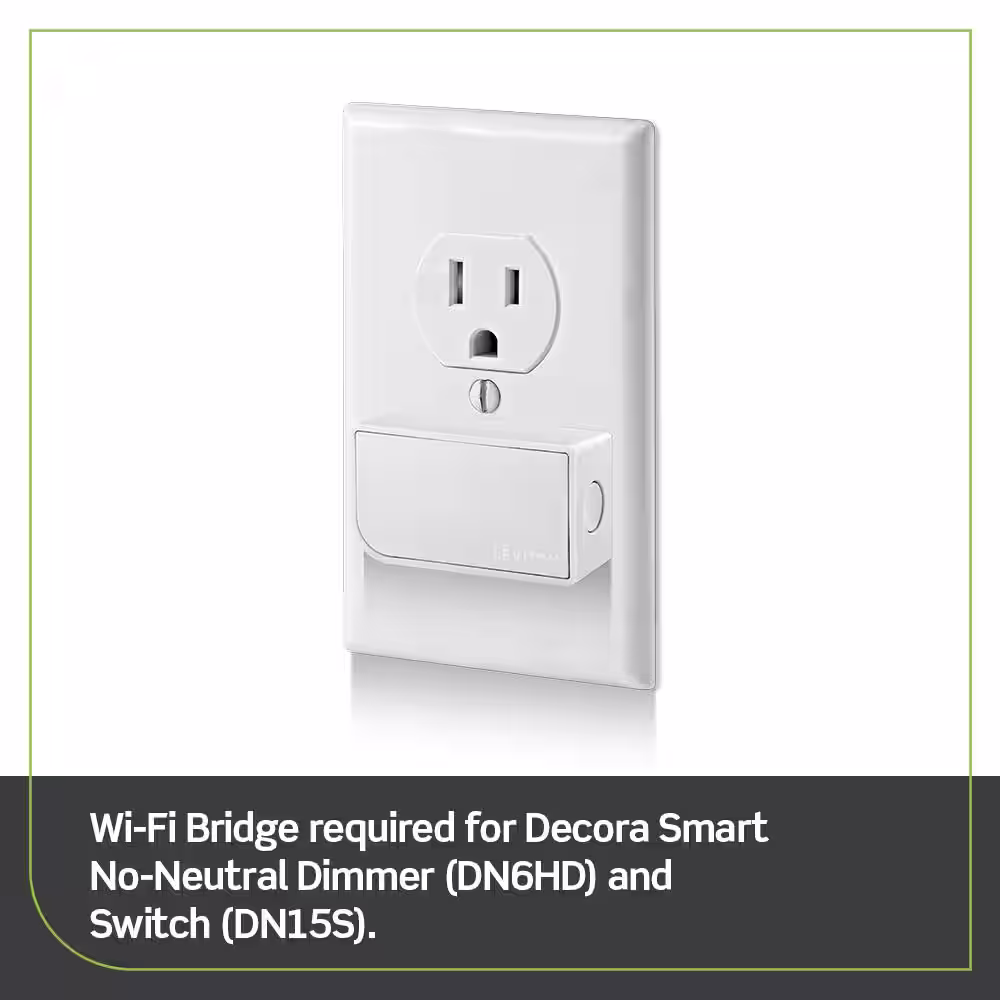 Leviton Decora Smart No-Neutral Dimmer & Wi-Fi Bridge Kit for Older Homes Without a Neutral Wire