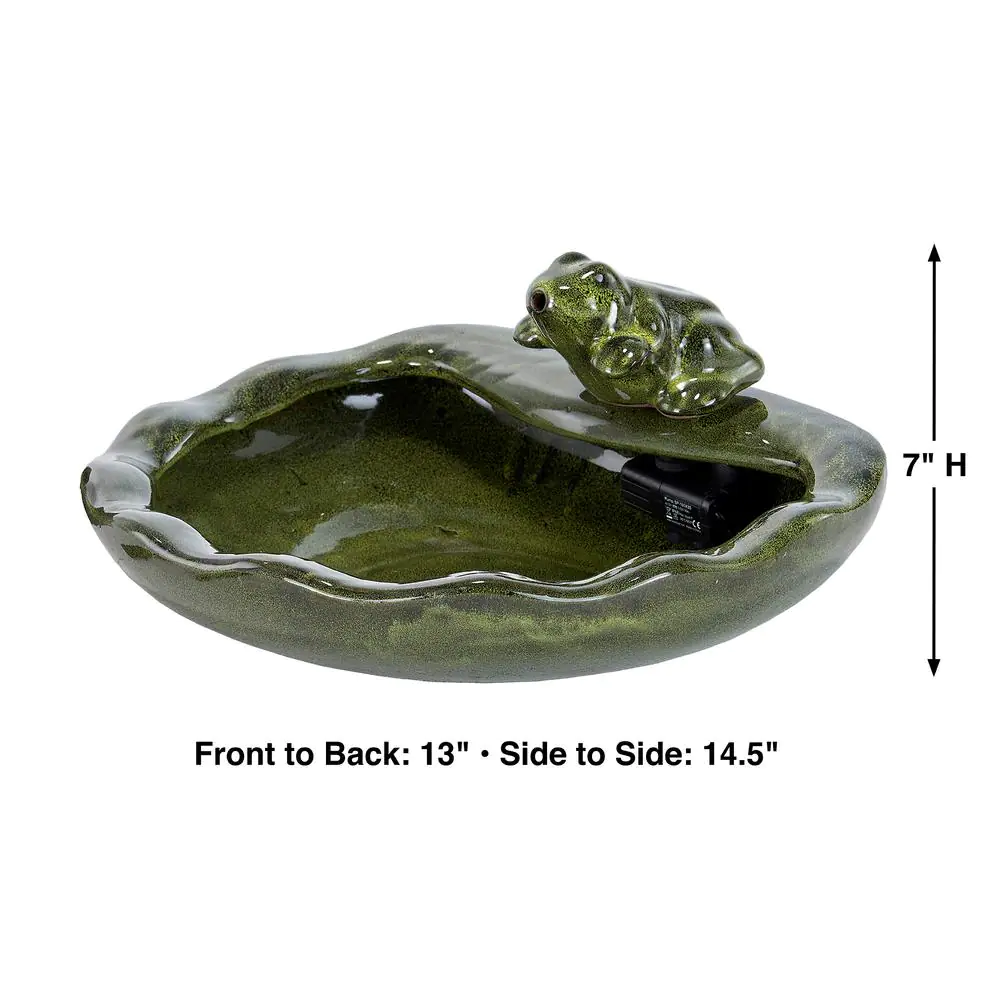 Smart Solar Glazed Green Ceramic Solar Frog Fountain