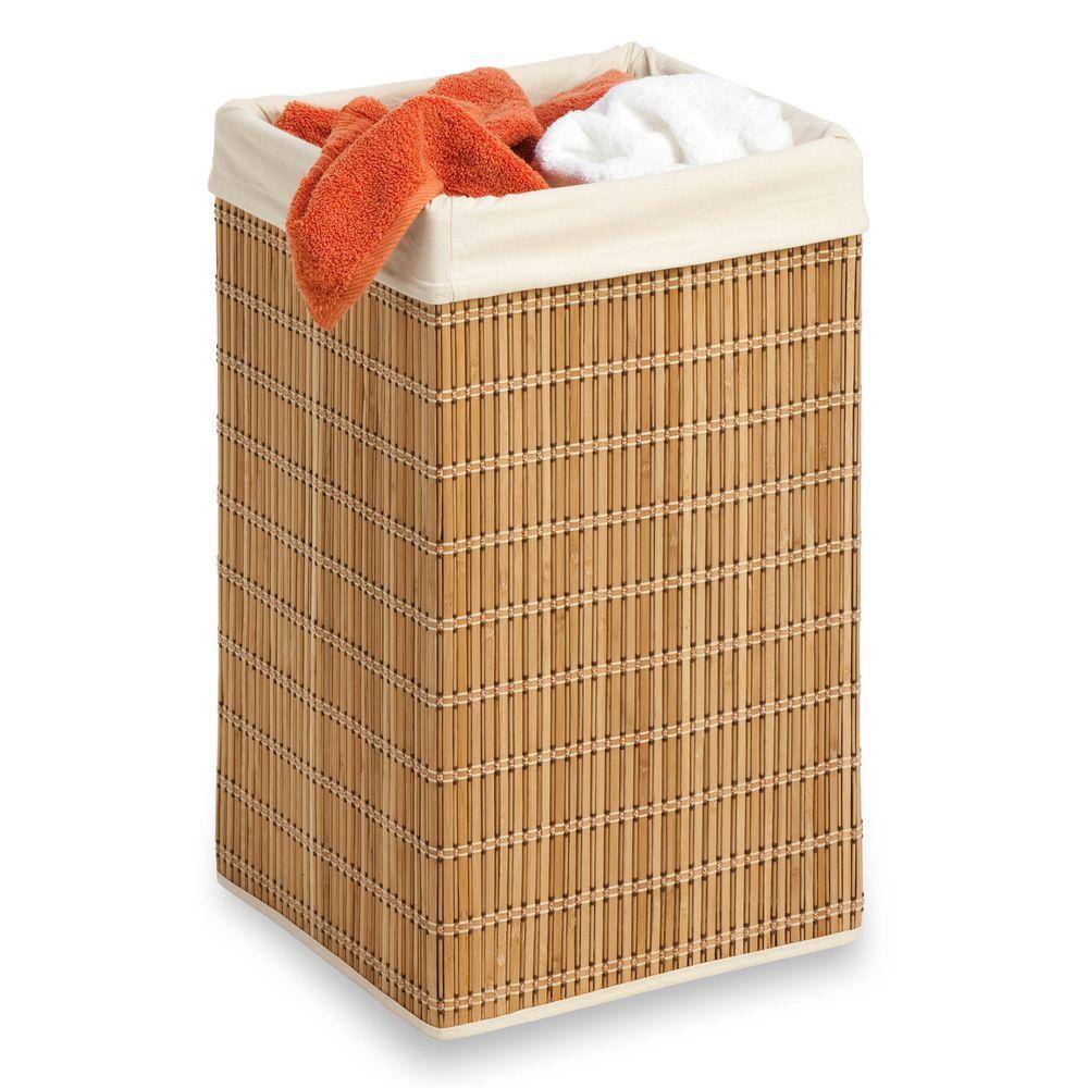 Honey-Can-Do Square Bamboo Wicker Laundry Hamper